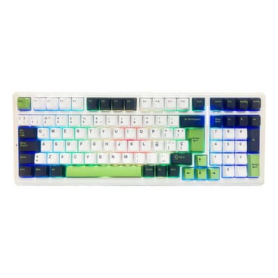 Teclado Mecanico Gamer Aula F99 Rgb W/b/g Español Grey Switc Teclado Blanco/azul/verde Idioma Español Latinoamérica