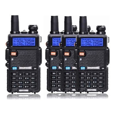 4 Radios Walkie Talkie Baofeng Uv5r Uhf/vhf 128 Canale 8km Bandas De Frecuencia 25 | 12.5khz Color Negro