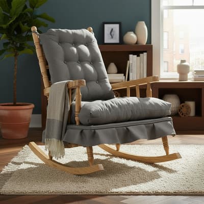 Silla Mecedora Sillon De Madera Maternidad Lactancia Moderna Color Gris