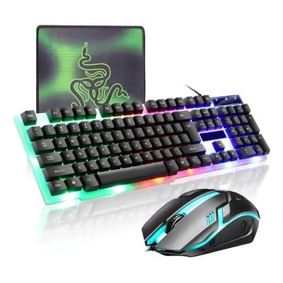 Kit Teclado Mouse Game Profesional Alfombrilla De Ratón Usb Negro
