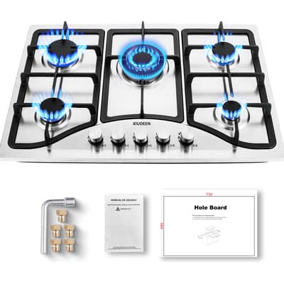 Parrilla De Gas Empotrable Estufa Gas De Mesa 5 Quemadores Acero Inoxidable Plateado 10.8kw Xiudeen