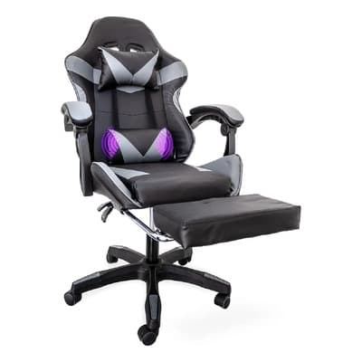 Silla Escritorio Cuory Cuo2-m Ergonómica Con Reposapies Negro/gris Material Del Tapizado Cuero Sintético