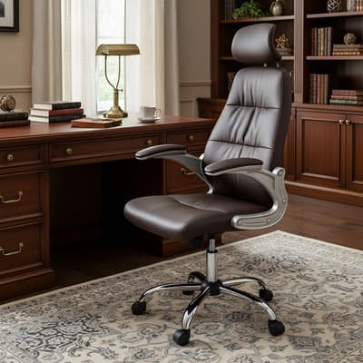 Silla De Escritorio Ejecutiva Sillón De Oficina Con Cabecera Color Chocolate