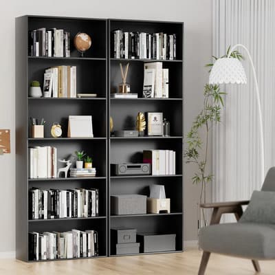 Estantería moderna minimalista de 6 niveles, Color Negro, tamaño 180×24×60 cm, estante para sala de estar, dormitorio y oficina, organizador de libros, mueble de almacenamiento resistente y práctico