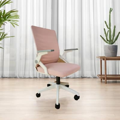 Silla De Escritorio Ergonómica Oficina Gamer Giratoria Color Rosa/blanco Material Del Tapizado Algodón