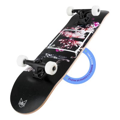 Patineta Profesional MUSA flores ruedas blancas Maple Canadiense 7 Capas Skateboard Completo ABEC-7 para Trucos y Skatepark 33"x8" Trucks de Aluminio Lija Incluida Para Skaters Cualquier Nivel