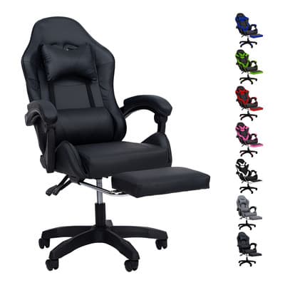 Silla Gamer Ergonómica Reclinable Giratoria Súper Cómoda Selectshop Color Negro Cuero Sintético