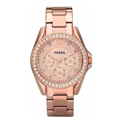 Reloj Pulsera Fossil Es2811 Correa Acero Inoxidable Color Oro Rosa Elegante Y Moderno