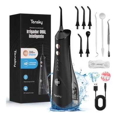 Tensky Irrigador Bucal Limpiador Diy Dientes Eléctrico 5 Boq Negro