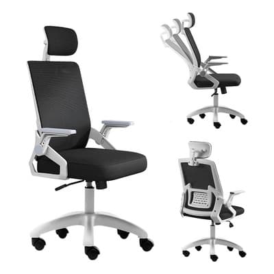 Silla De Escritorio Vbell Gamer Ergonómica Negra Y Blanca Con Cojín De Látex Negro/blanco Algodón
