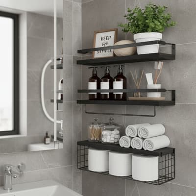 Repisas Flotantes Estantes De Madera Para Dormitorio Baño Color Negro - $298.00 en Mercado Libre | PrecioMX