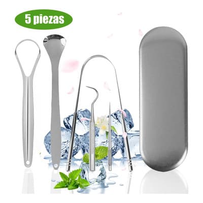 Ycrigns Limpiador De Lengua De Acero Inoxidable - Kit De 5 Piezas Con Estuche Higiénico. Elimina Bacterias Y Mejora El Aliento. Ideal Para Higiene Bucal Diaria Y Cuidado Dental Profesional Plata - $109.98 en Mercado Libre | PrecioMX