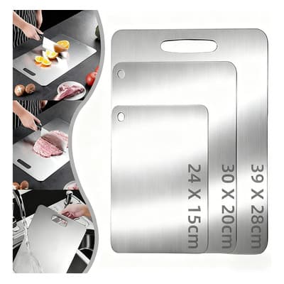 3 Tabla Para Picar Acero Inoxidable, Tabla para picar Carnitas, Titanium Cutting Board, Tablas para picar de Acero Inoxidable, Tabla de Cortar, Para Cocina casera, restaurantes, preparación de carnes