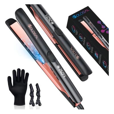 Plancha De Cabello Profesional Cerámica Sdlogal 2 En 1 Para Pelo,500f Alta Temp Iones Negativo,plancha De Pelo Y Rizador Herramienta De Peinado Para Alisar El Cabello Negro