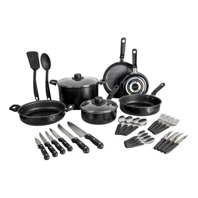 Batería De Cocina Con Antiadherente Ekco 32 Piezas De Aluminio - Negro