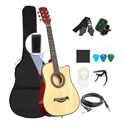 Guitarra Acustica Clasica Con Accesorios Musical Madera 38in Natural Diestro Ébano