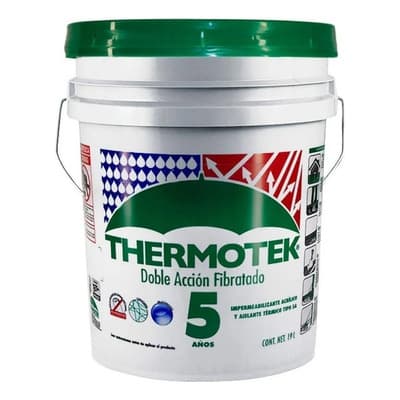 Impermeabilizante Doble Acción Fibratado Thermotek Reduce Frio Y Calor Blanco Mate