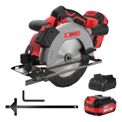Sierra Circular inalambrica Eléctrica 20V 4300rpm Batería de 4.0A Litio con Guía Láser Genix Tools 165mm para Corte Cierra Electrica Cortadora de Madera sierra circular para madera herramientas