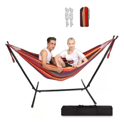 Hamaca Doble Ivarma Con Soporte Portátil Jardín Interior Exterior