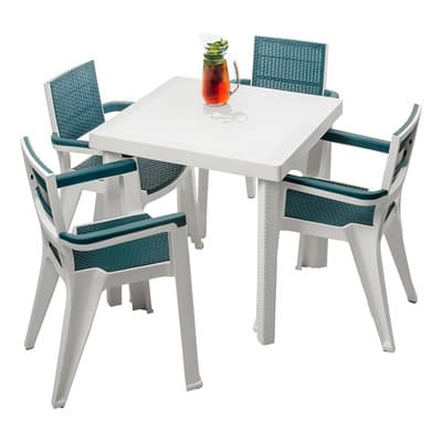 Comedor Exterior Jardin 4 Puestos Terraza Mq Azul Petróleo