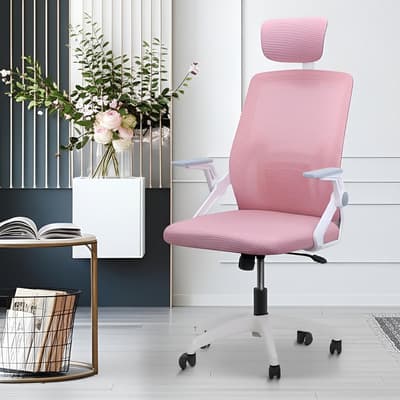 Silla de escritorio Boen YT-588 ergonómica rosa y blanca con tapizado de malla - $1,344.00 en Mercado Libre | PrecioMX