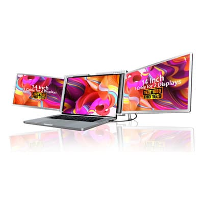 Mr. Gadgets Doble Monitor Portatil Para Laptop 14 Pulgadas Modelo S400 Full Hd 1080p, Ips, Plug & Play, 180°, Usb C, Usb A, 1 Cable 2 Pantallas, Compatible Con Windows, Mac Os, M1, M2, M3, M4, Linux,