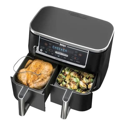 Freidora De Aire Ninja Smart Doble Cesta Freir, Asar Y Mas Negro