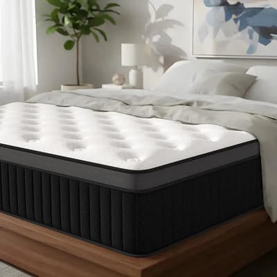 Colchon King Size Híbrido Antibacterial 200x190x25 | Viscoelástica De Alta Densidad Con Gel Refrescante | Resortes Ensacados Independientes | Cama Parejas, Sin Molestias Y Firmeza Media