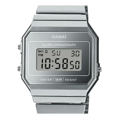 Reloj Casio Vintage A700wev-7avt Unisex Correa Plateado Bisel Plateado Fondo Plateado