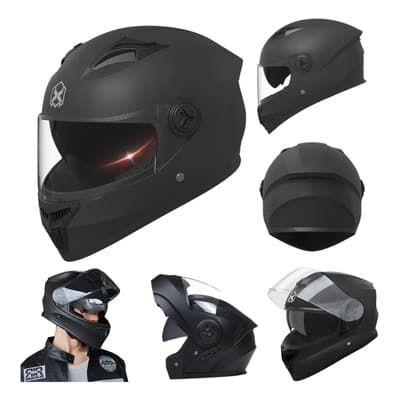 Cnbts-nh Cascos Para Motociclistas Dot Certificado Moto Casco Negro Liso Brillante L