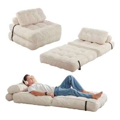 Sofá Cama Plegable 3 En 1 De Corderoy Cómodo Para Sala