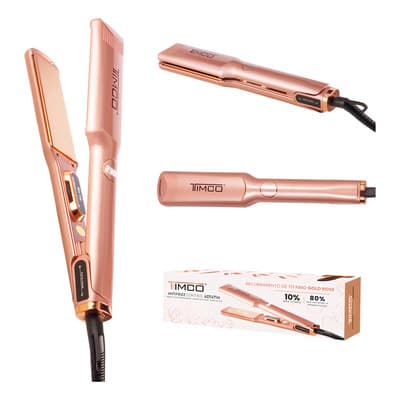 Plancha De Cabello Profesional Timco P1100 Antifrizz Control Keratin Color Rose Gold Rosa
