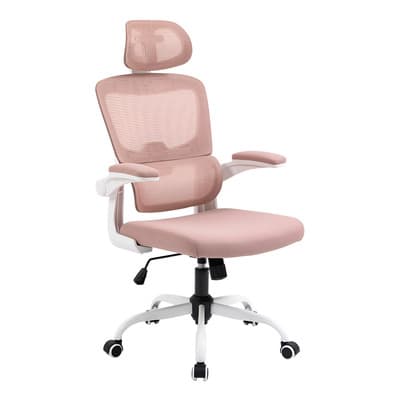 Silla De Oficina Rosa Ergonómica - Respaldo Y Reposacabezas Ajustable, Para Hogar, Oficina, Jeogo | Homemake Furniture Malla