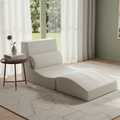Sillon Sofá Cama Colchón Posiciones, Memory Dream Riposo, Espuma De Alta Densidad, Sillón Puff Plegable Con Cojín, Tela Antideslizante Tela De Pana
