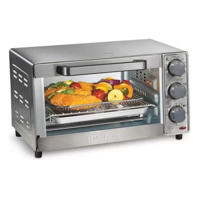 Horno Tostador Eléctrico Hamilton Beach Multifunción 8 En 1 Plateado
