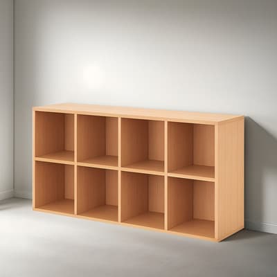 Librero Organizador Minimalista De Mdf Con 8 Compartimientos Color Naranja claro