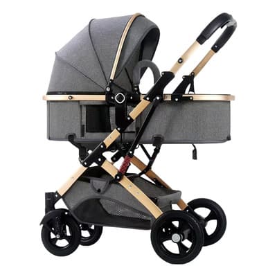 Hogojua Carriola Para Bebé Con Diseño De Amplia Vista Llantas De Caucho A Prueba De Explosiones Sistema De Amortiguadores Atenuantes Estructura De Aluminio Ligero Con Plegado Compactogris