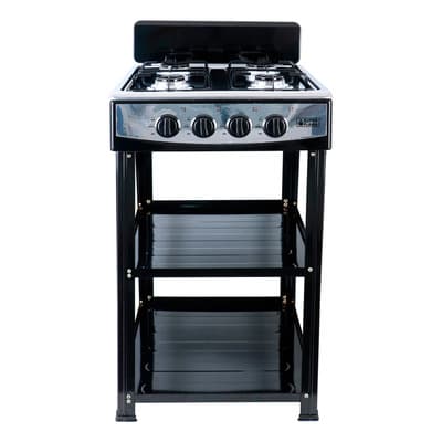 Parrilla A Gas 4 Quemadores Acero Inoxidable Con Anaquel Color Plateado