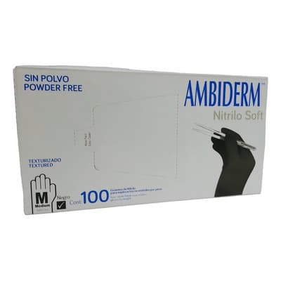 Guantes Descartables Antideslizantes Ambiderm Soft Color Negro Talle M De Nitrilo X 100 Unidades - $148.90 en Mercado Libre | PrecioMX