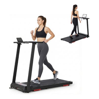 Caminadora Eléctrica Plegable con Pantalla LCD 10 km/h 12 Programas y Sensor de Pulso Color Negro