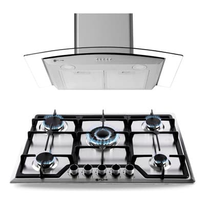 Combo Parrilla De Gas Y Campana Extractora 76 Cm | Lu5be76 Color Gris