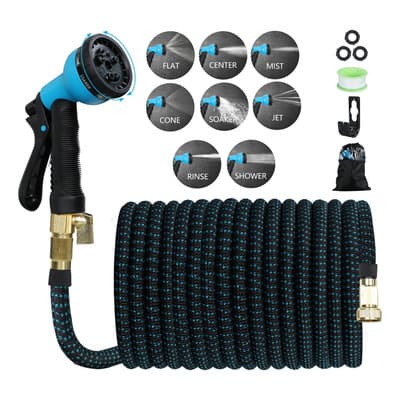 Manguera Expandible Jardín 15m 8 Modos De Pulverización 2 Capas Flexible para Jardín con Pistola Negro y Azul