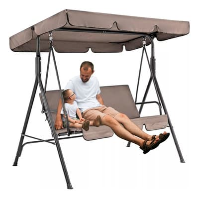 Hamaca Mecedora Banca Silla Columpio Exteriores Color Café Liso