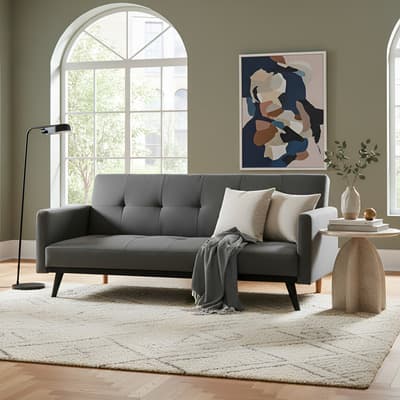 Sofá Cama Reclinable Kingshouse Serene Silla Convertible Sillón Sala Moderna Gris Oscuro