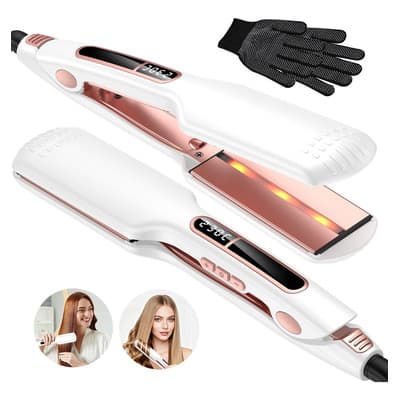 Plancha De Cabello Profesional De Cerámica 2 En 1 Para Pelo Iones Iones Negativos Ptc Rápido Plancha Para Cabello 100 A 230°c Para Pelo Alaciadora Rizadora