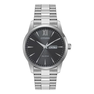 Reloj Citizen Dress Classic Para Caballero Color de la correa Plata Color del bisel Plateado Color del fondo Negro