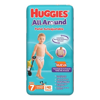 Pañales Huggies All Around Etapa 7 Unisex 40 Piezas