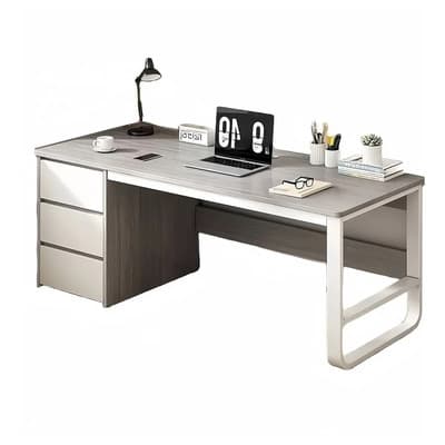 Escritorio Para Computadora Mesa Escritorio Home Office Con 3 Cajones, Gris -cajón A La Izquierda
