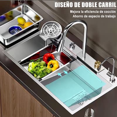 Fregadero De Organizadores Cocina Tarja De Acero Inoxidable Bokoptyr 80*45*22cm Duradero Elegante Y De Alta Gama Adecuado Para Múltiples Escenarios Plateado