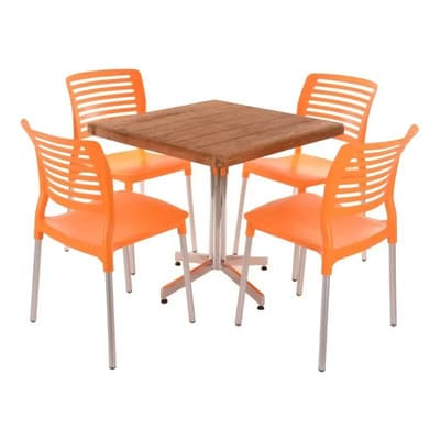 Juego Mesa Cuadrada Madera 4 Sillas Moderna Mobeler Colores A